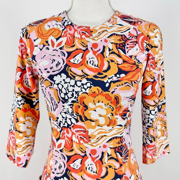 J McLaughlin Women's Catalina Knit Flora Sheath Dress XS Orange Pink - Picture 3 of 13